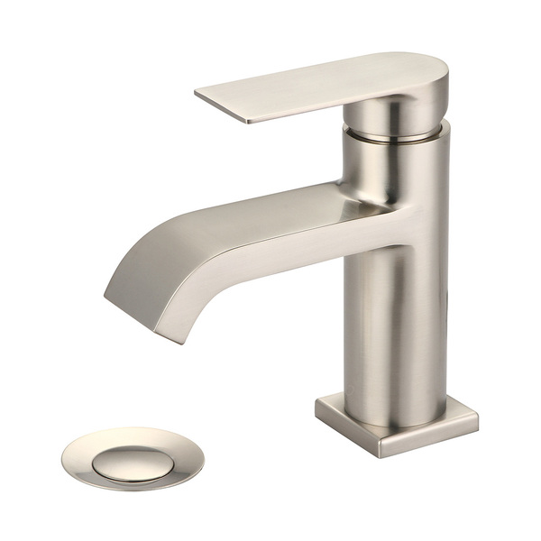 Olympia Faucets Single Handle Lavatory Faucet, Compression Hose, Brushed Nickel, Number of Holes: 1 Hole L-6095-BN